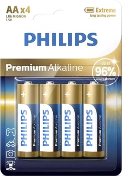 Батарейки Philips Лужні premium AA x4 (Phil-LR6M4B/10)