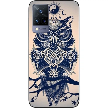 Бампер силиконовый SMTT для Vivo V21 с рисунком Филин