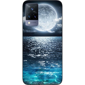 Силиконовый чехол SMTT для Vivo V21 с картинкой Луна