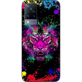 Силиконовый чехол SMTT для Vivo V21 с картинкой Лев арт