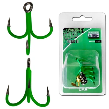 Гачок-трійник сомовий DAM MADCAT® A-STATIC TREBLE Hook 6Х №1/0 4шт. (green)