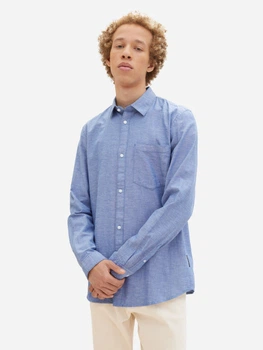 Рубашка хлопковая мужская Tom Tailor 1040008-34406 S Royal Blue Chambray (4067261475615)