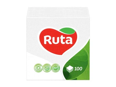 Серветки паперові RUTA 1 шар 24х24см 100шт Білі