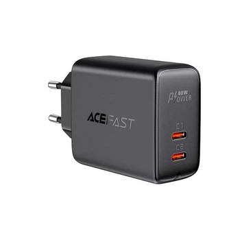 Зарядне мережеве ACEFAST A9 PD40W 2Type-C швидка зарядка для iOS пристроїв iPhone iPad iPod Чорний