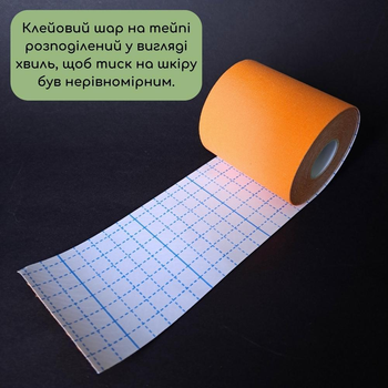 Кінезіо тейп пластир для тейпування тіла тейп стрічка для спини шиї 7,5 см х 5 м Kinesio tape ROX Помаранчевий (5503-7_5)