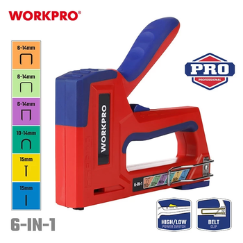 Степлер будівельний 6-в-1 професійний WORKPRO PRO PLUS WP223002