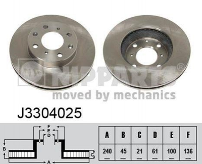 Тормозные диски NIPPARTS J3304025 45251SH3A00, 45251SR3A00, 45251SR3A10