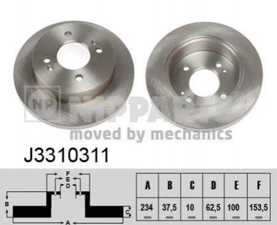 Тормозные диски NIPPARTS J3310311 5841107300, 5841107500, 584110X500