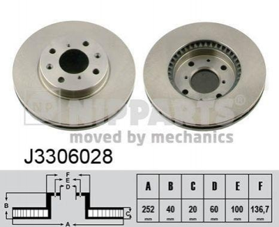 Тормозные диски NIPPARTS J3306028 5531162J00, 5531162J01, 5531162J02