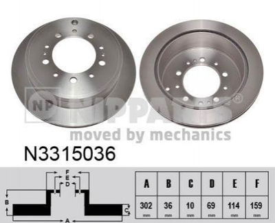 Тормозные диски NIPPARTS N3315036 1609901080, 4615A125, 4615A168