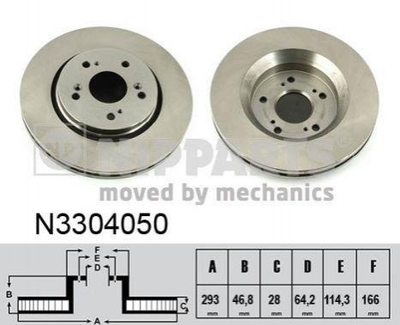 Тормозные диски NIPPARTS N3304050 45251SWWG01, 45251SWAA00, 45251SWAA20