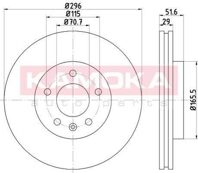 Тормозные диски KAMOKA 1031051 Chevrolet Captiva 4808848, 96625948