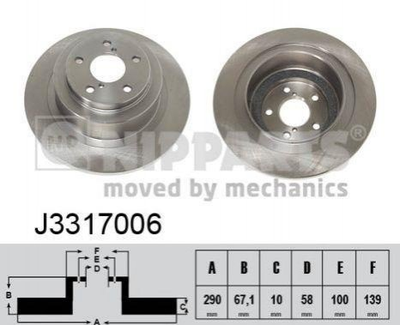 Тормозные диски NIPPARTS J3317006 26700AE060, 26700AE061, 26700AE062