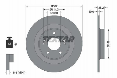 Тормозные диски TEXTAR 92267403 Mitsubishi Outlander, ASX, Eclipse Cross; Citroen C4 1609901080, 4615A125, 4615A168