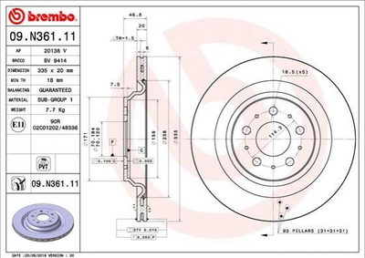 Тормозные диски BREMBO 09N36111