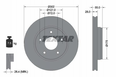 Тормозные диски TEXTAR 92253303 Jeep WRANGLER III (JK), WRANGLER II (TJ) 52060137AB