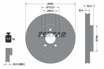 Тормозные диски TEXTAR 92160005 Audi A4, A5, Q5, Allroad 8K0615301A, 4GD615301, 8K0098301G