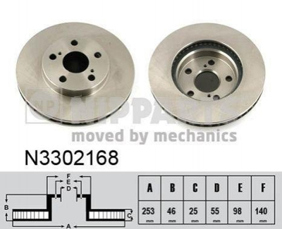 Гальмівні диски NIPPARTS N3302168 4351247040, 4351247050, 4351220470