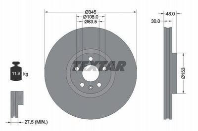 Тормозные диски TEXTAR 92289805 Volvo XC90 31471752, 31400568