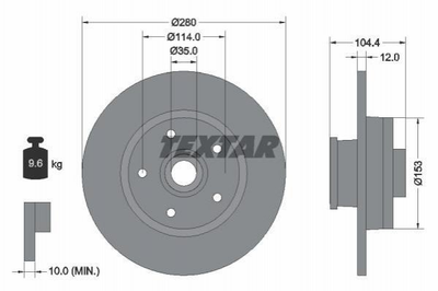 Тормозные диски TEXTAR 92268903 Renault Trafic; Opel Vivaro 95523187, 95516956, 4422288