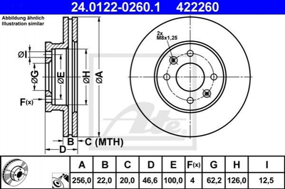 Тормозные диски ATE 24012202601 Hyundai I20, Accent; KIA Rio 517121G000, 517121W250