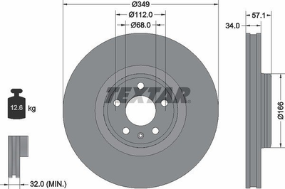 Тормозные диски TEXTAR 92289305 Audi A4, Q5, Q7 80A615301G, 4M0615301AN, 4M0615301AB