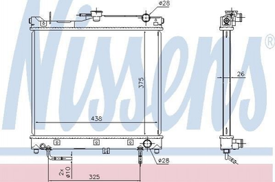 Радиатор охлаждения двигателя NISSENS 641753 Suzuki Jimny 1770080A10, 1770081A11