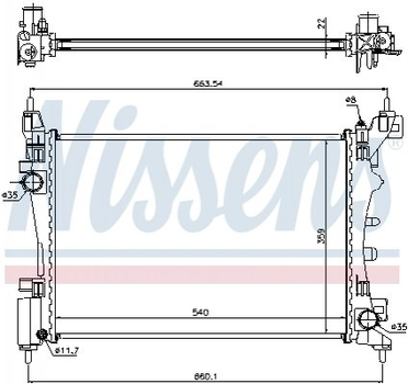 Радиатор охлаждения двигателя NISSENS 636005 Citroen Nemo; Peugeot Bipper 1330T8, 51780706, 51790774