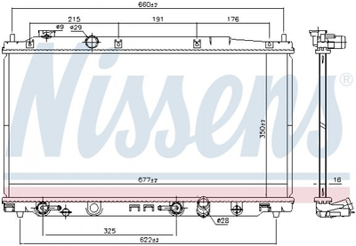 Радіатор охолодження двигуна NISSENS 681374 Honda Jazz 19010RB1901, 19010RB0004, 19010RE0004