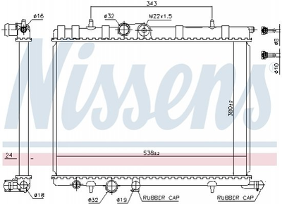 Радіатор охолодження двигуна NISSENS 63502 Peugeot 206, 307, Partner, 2008, 308; Citroen Xsara, Berlingo, C4 133065, 133053, 133040