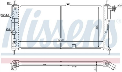Радіатор охолодження двигуна NISSENS 632741 Opel Kadett 90444155, 1302029, 1302077