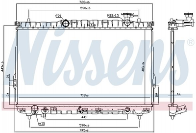 Радіатор охолодження двигуна NISSENS 67030 Hyundai Santa Fe 2531026000, 2531026050, 2531026070