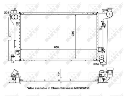 Радиатор охлаждения двигателя NRF 53325 Toyota Corolla 1640021150, 1640021160, 1640021180