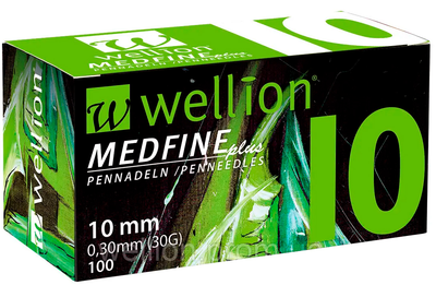 Иглы Wellion для инсулиновых шприц-ручек MEDFINE plus 0.30 (mm) (30G) x 10 mm (100 шт)