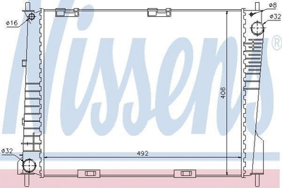 Радиатор охлаждения двигателя NISSENS 67283 Renault Clio 8200468913, 8200468931