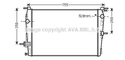 Радиатор охлаждения двигателя AVA COOLING RT2458 Renault Scenic, Megane, Grand Scenic, Fluence 214100067R, 214100014R