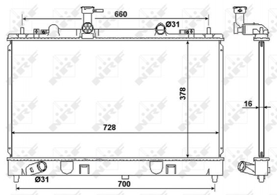 Радиатор охлаждения двигателя NRF 53383 Mazda 6 RF5C15200, RF5C15200A, RF5C15200B