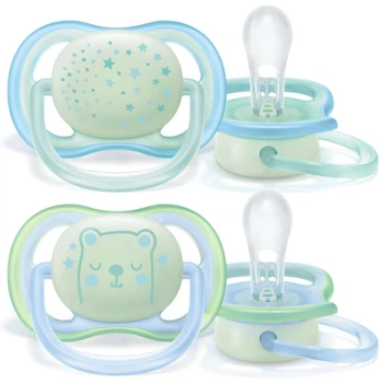Пустышка Philips AVENT Ultra Air Ночная 0-6 мес для мальчиков/нейтральная 2 шт (SCF376/11)
