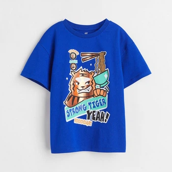Детская футболка для мальчика H&M 1106314 122-128 см Сине-желтая (KZ2000001426760_KAY2000001426760)