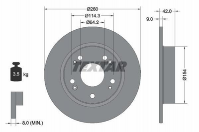 Тормозные диски TEXTAR 92164303 Honda Civic 42510SMGE20, 42510SNAA00, 42510SNAA01