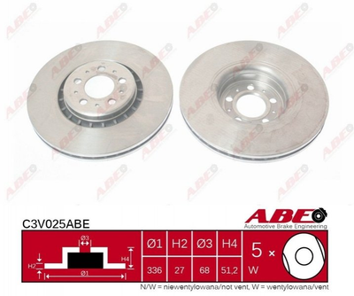 Диски гальмові ABE C3V025ABE Volvo XC90 30657301, 306573013, 31262489