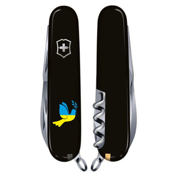 Ніж Victorinox Climber Ukraine Black Голуб Миру Жовто-Блакитний (1.3703.3_T1036u)