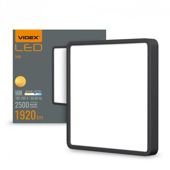 Светодиодный накладной квадратный светильник VIDEX 24W 5000K черный