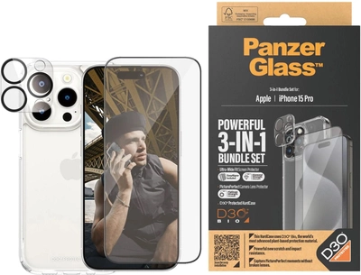 Комплект панель + скло Panzer Glass 3-in-1 Ultra-Wide Fit Protection для Apple iPhone 15 Pro прозорий (B1173+2810)