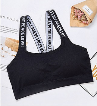 Женский топ с надписями на бретелях топик бюстгальтер бралетт лиф Honey Fashion Accessories S/M (One Size) черный (2-34)