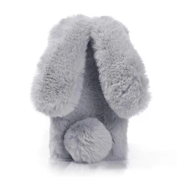 Чехол кролик плюшевый с ушками для Xiaomi Poco C40 / Light grey