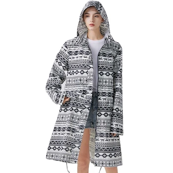 Дощовик жіночий з сумкою XL Чорно-білий (PDJN-BW-XL)