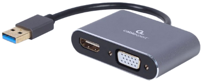 Адаптер-перехідник Cablexpert USB to HDMI + VGA 15 см Gray (A-USB3-HDMIVGA-01)