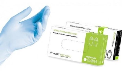Одноразові рукавички нітрилові Vogt Medical 100 шт в упаковці Розмір M Сині