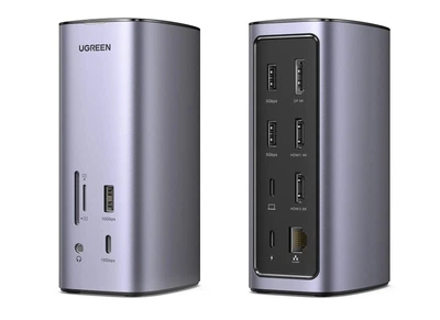Док-станция 12-в-1 USB C UGREEN СМ555 HDMI 8K DisplayPort «ABCD» RJ45 PD100W для Mac OS 10Gb USB 3.1 HUB Pro (90325)